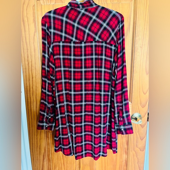 H&M Divided Red Plaid Shirt Dress, US 14 - Picture 2 of 5